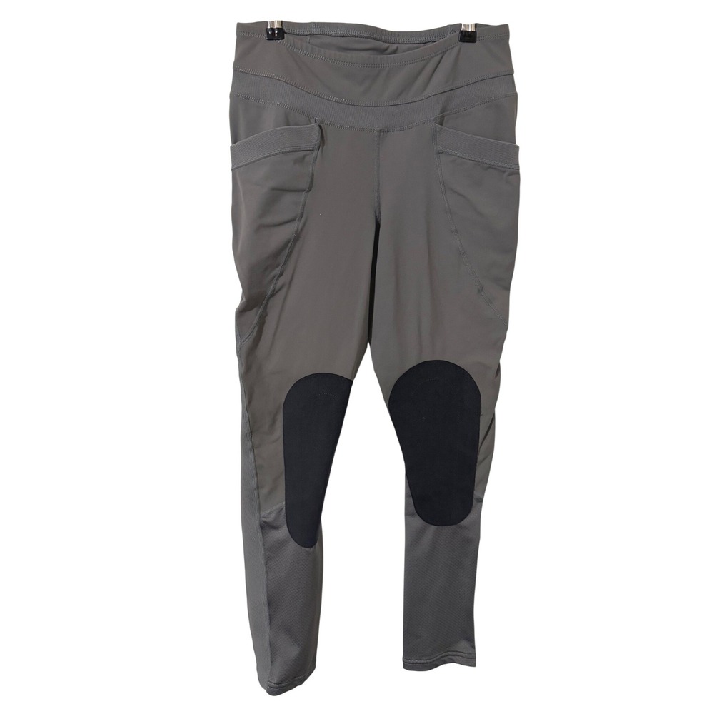 IRIDEON Riding Synergy Pants Women Gray Knee Patch Equestrian Breeches Large